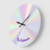Pastel Iridescent Rainbow Radient Große Wanduhr (Winkel)