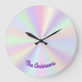Pastel Iridescent Rainbow Radient Große Wanduhr (Vorderseite)