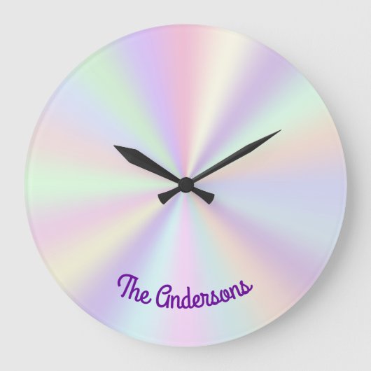 Pastel Iridescent Rainbow Radient Große Wanduhr (Vorderseite)