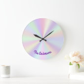 Pastel Iridescent Rainbow Radient Große Wanduhr (Zuhause)