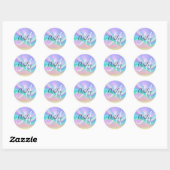 Pastel Iridescent Rainbow Wave Ombre Foil Monogram Runder Aufkleber (Blatt)