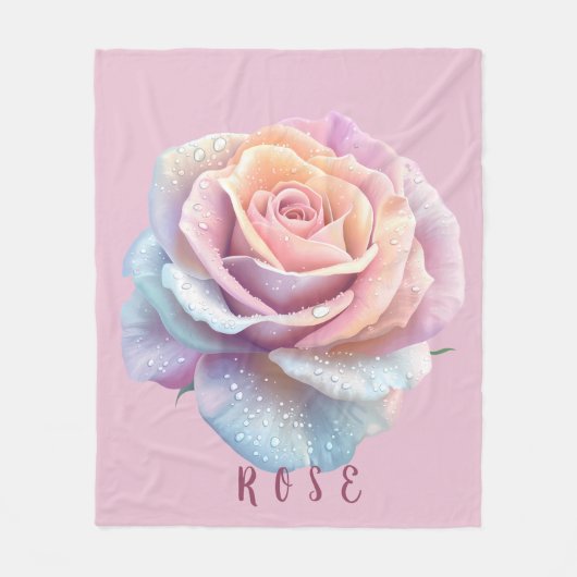 Pastel Iridescent Rose & Dewdrops Romantic Fleecedecke (Vorderseite)