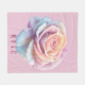 Pastel Iridescent Rose & Dewdrops Romantic Fleecedecke (Vorderseite (Horizontal))