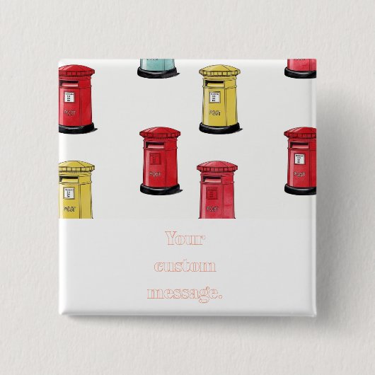 Pastel Japanese Postbox: Watercolor Crayon Style Button (Vorderseite)