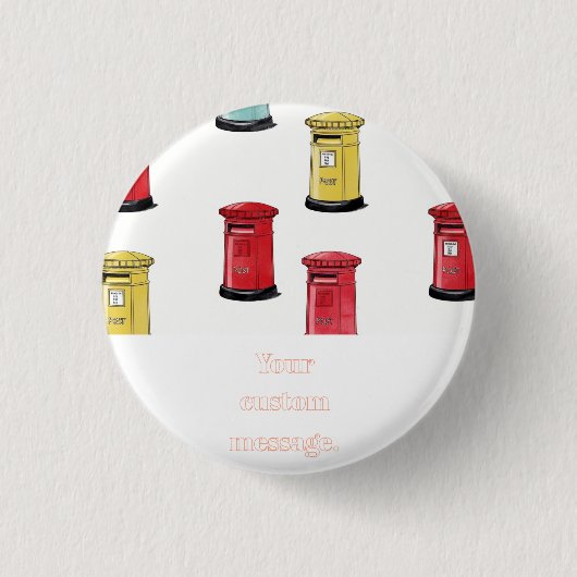 Pastel Japanese Postbox: Watercolor Crayon Style Button (Vorderseite)