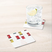 Pastel Japanese Postbox: Watercolor Crayon Style Rechteckiger Pappuntersetzer (Vor Ort)