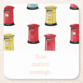 Pastel Japanese Postbox: Watercolor Crayon Style Rechteckiger Pappuntersetzer (Vorderseite)