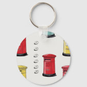 Pastel Japanese Postbox: Watercolor Crayon Style Schlüsselanhänger (Rückseite)