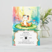 Pastel Joyful Frog Birthday Einladung (Stehend Vorderseite)