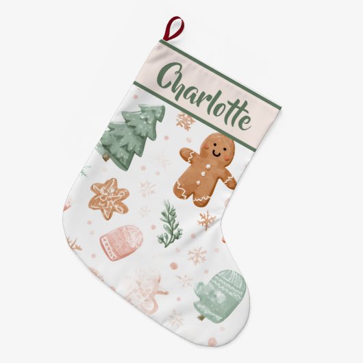 Pastel Joyful Holiday Pattern | Christmas Stocking Großer Weihnachtsstrumpf (Vorderansicht (hängend))
