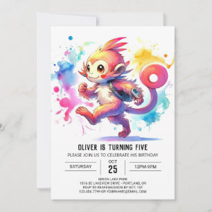 Pastel Joyful Monkey Geburtstag Einladung
