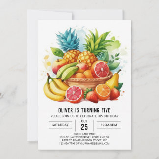 Pastel Juicy Editable Frucht Geburtstag Einladung