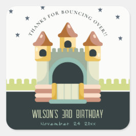 Pastel Jumping Castle Jump & Play Kindergeburtstag Quadratischer Aufkleber