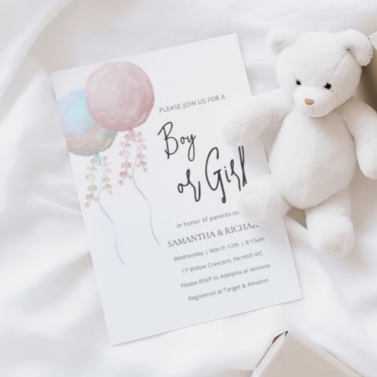 Pastel-Junge oder -Mädchen Ballon Geschlechtsenthü Einladung