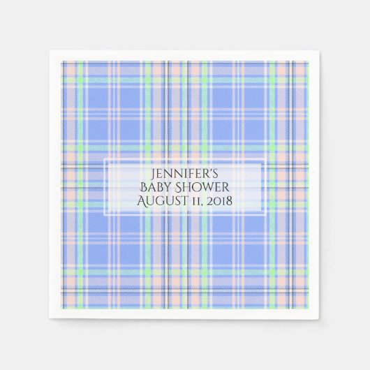 Pastel Kariert Baby Duschpapier Napkins Serviette (Vorderseite)