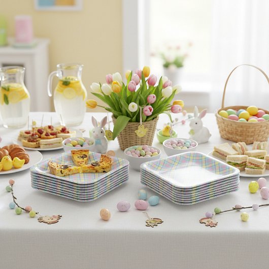 Pastel kariert pappteller