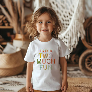 Pastel Kariert "Two Much Fun" 2. Geburtstag Baby T-shirt