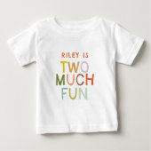 Pastel Kariert "Two Much Fun" 2. Geburtstag Baby T-shirt (Vorderseite)
