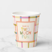 Pastel Kariert "Two Much Fun" 2. Geburtstag Custom Pappbecher (Rückseite)