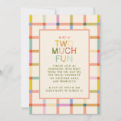Pastel Kariert "Two Much Fun" 2. Geburtstag Einladung (Vorderseite)