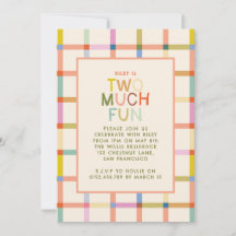 Pastel Kariert "Two Much Fun" 2. Geburtstag