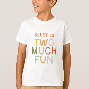 Pastel Kariert "Two Much Fun" 2. Geburtstag T-Shirt