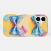 Pastel Karierte Niedliche Bow-Krawatte iPhone 16 Hülle (Rückseite (Horizontal))