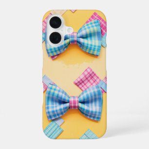 Pastel Karierte Niedliche Bow-Krawatte iPhone 16 Hülle
