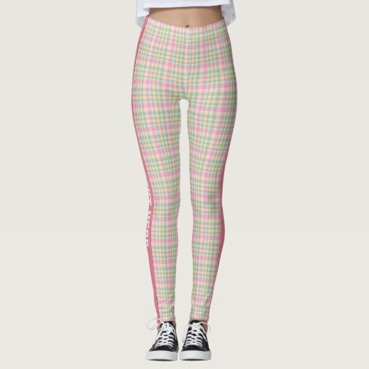 Pastel Karierte Personalisierte Leggings (Vorderseite)