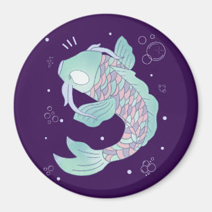 Pastel-Karpfen   Whimsische Volkskunst unter Wasse Magnet
