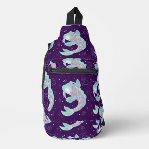 Pastel-Karpfen Whimsische Volkskunst Unterwasser Crossbody Bag