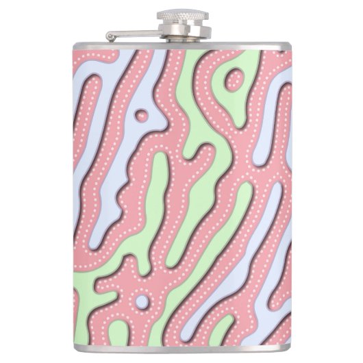 Pastel Kawaii Abstrakt-farbiges Squiggle-Design Flachmann (Vorderseite)