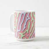 Pastel Kawaii Abstrakt-farbiges Squiggle-Design Kaffeetasse (Vorderseite Links)