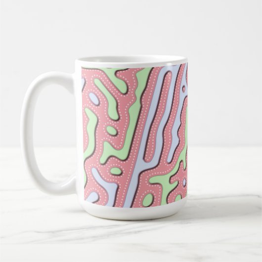 Pastel Kawaii Abstrakt-farbiges Squiggle-Design Kaffeetasse (Links)