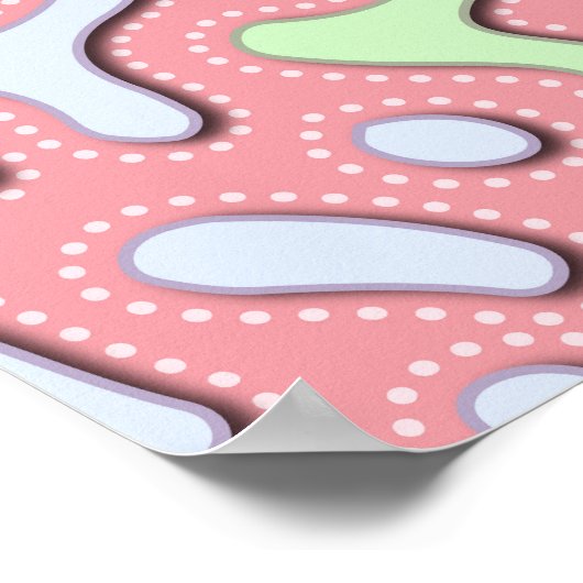 Pastel Kawaii Abstrakt-farbiges Squiggle-Design Poster (Ecke)