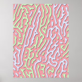 Pastel Kawaii Abstrakt-farbiges Squiggle-Design Poster (Vorne)