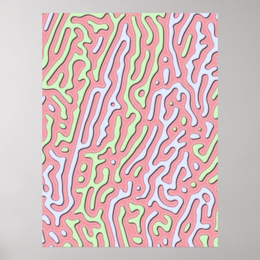 Pastel Kawaii Abstrakt-farbiges Squiggle-Design Poster (Vorne)