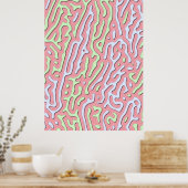 Pastel Kawaii Abstrakt-farbiges Squiggle-Design Poster (Küche)