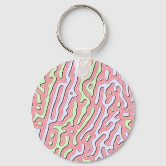 Pastel Kawaii Abstrakt-farbiges Squiggle-Design Schlüsselanhänger (Rückseite)