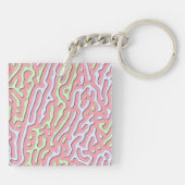 Pastel Kawaii Abstrakt-farbiges Squiggle-Design Schlüsselanhänger (Rückseite)