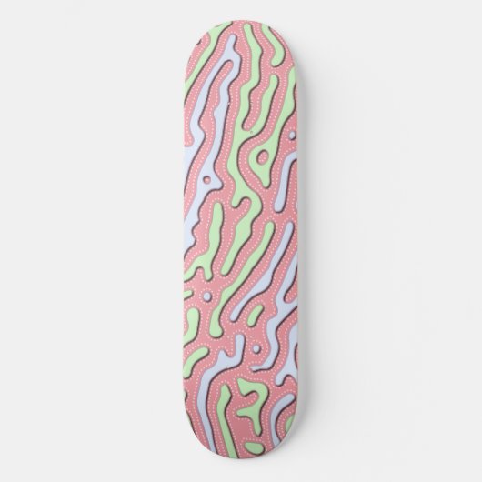 Pastel Kawaii Abstrakt-farbiges Squiggle-Design Skateboard (Vorderseite)
