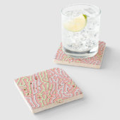 Pastel Kawaii Abstrakt-farbiges Squiggle-Design Steinuntersetzer (Seitenansicht)