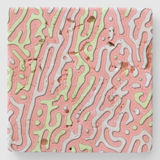Pastel Kawaii Abstrakt-farbiges Squiggle-Design Steinuntersetzer (Vorderseite)