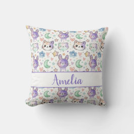 Pastel Kawaii Animal Cute Watercolor Nursery Deco Kissen