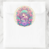 Pastel kawaii anime Girl Blume Aufkleber (Tasche)