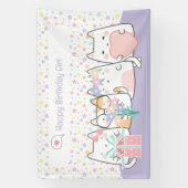 Pastel Kawaii Cat Fiends Grußfreund Cartoon Doodle Banner (Vertikal)