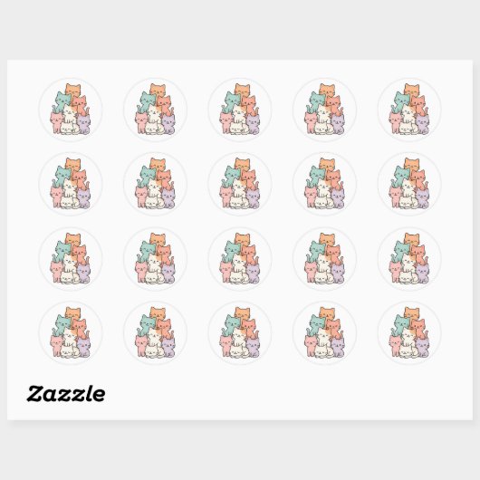Pastel Kawaii Cat Stack Niedlich Sticker (Blatt)