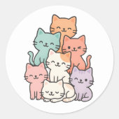 Pastel Kawaii Cat Stack Niedlich Sticker (Vorderseite)