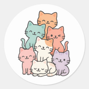 Pastel Kawaii Cat Stack Niedlich Sticker