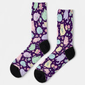 Pastel Kawaii Cats and Spring Flowers Pattern Socken (Linkes Detail)
